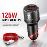 DURASTRAND 125W Super VOOC & PD Fast Car Charger (8.1A) | Smart Chip Protection | Includes Type-A to Type-C Cable