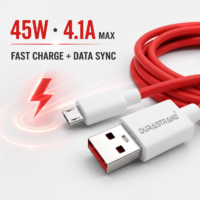 DURASTRAND 45W USB-A to Micro USB V8 Fast Charging Data Cable, 4.1A, 1m